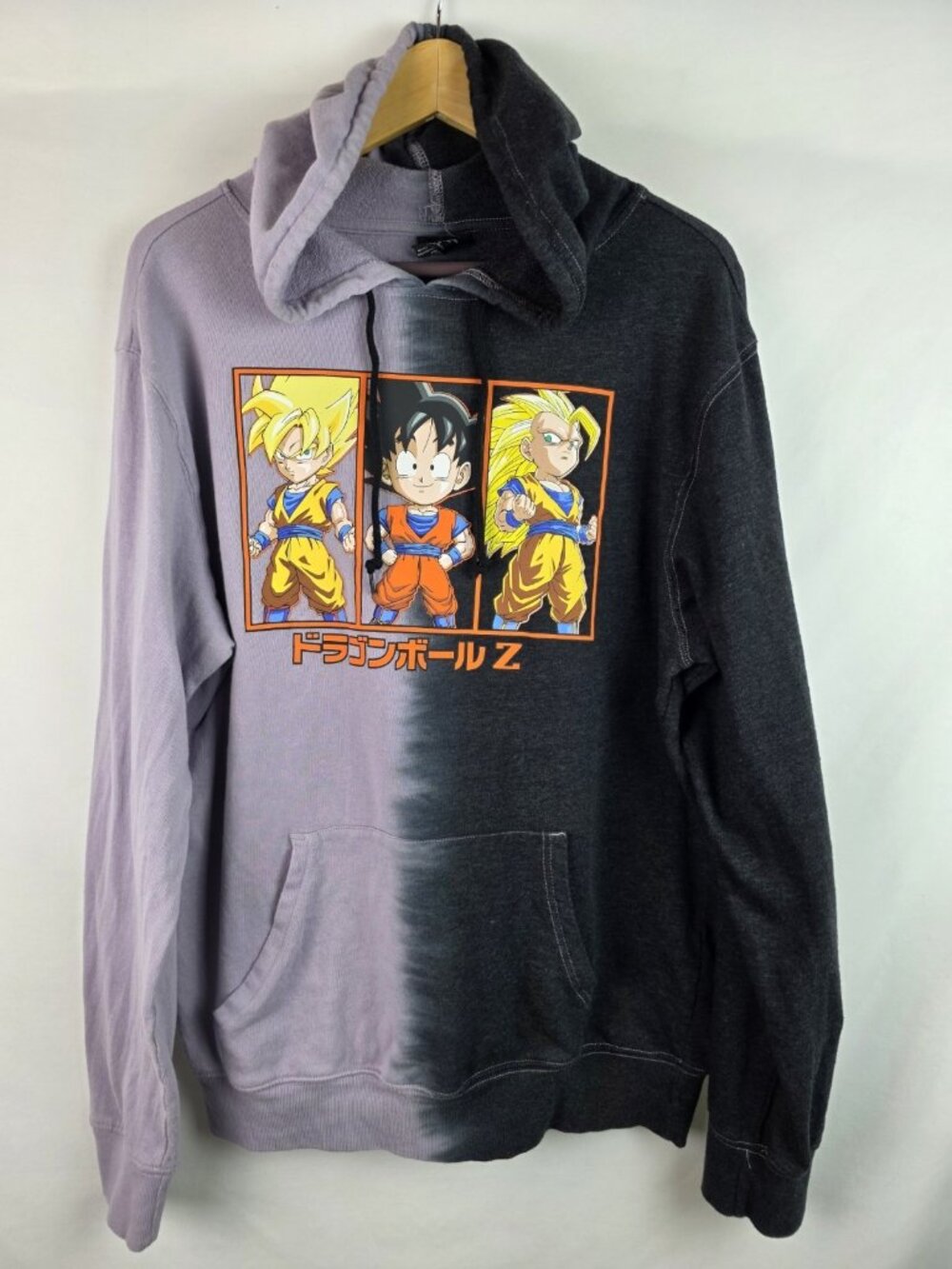 Dragonball Z Men's Hoodie Size Large Purple Goku Animation Hooded Sweatshirt Top